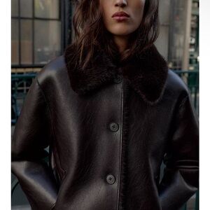 Reversible Brown Faux Fur Leather Jacket